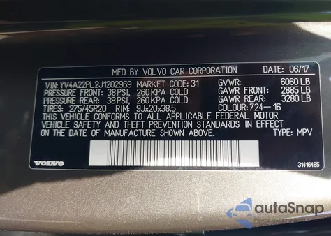 2018 Volvo Xc90 T6 Inscription from USA, damaged, VIN YV4A22PL2J1202969